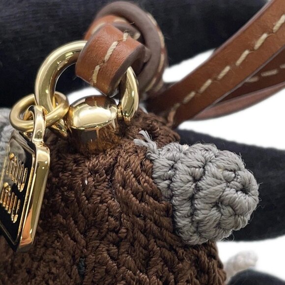 MIUMIU Technical Yarn Trick Bag Charm Recycled Polyester Gray/Brown/Red 5TT260 - Picture 10 of 14